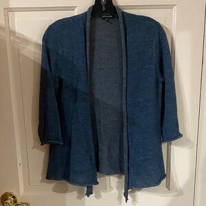 Eileen Fisher Greenish Blue teal Open-Front Cardigan alpaca